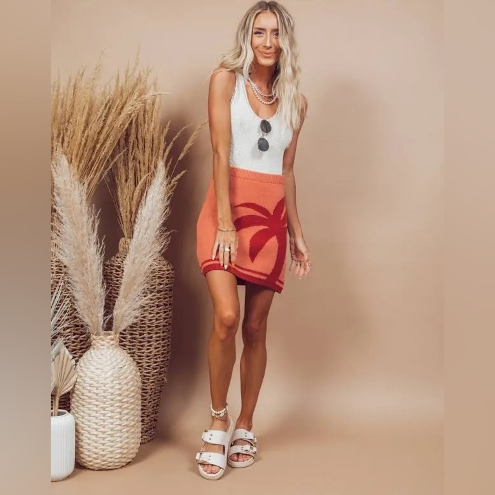 Island Palm Knit Swim Cover Skirt